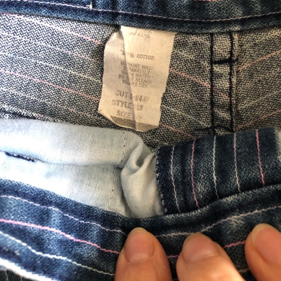 Flirty Vintage Pin Striped Denim High Rise Mini 7 - Picture 4 of 5